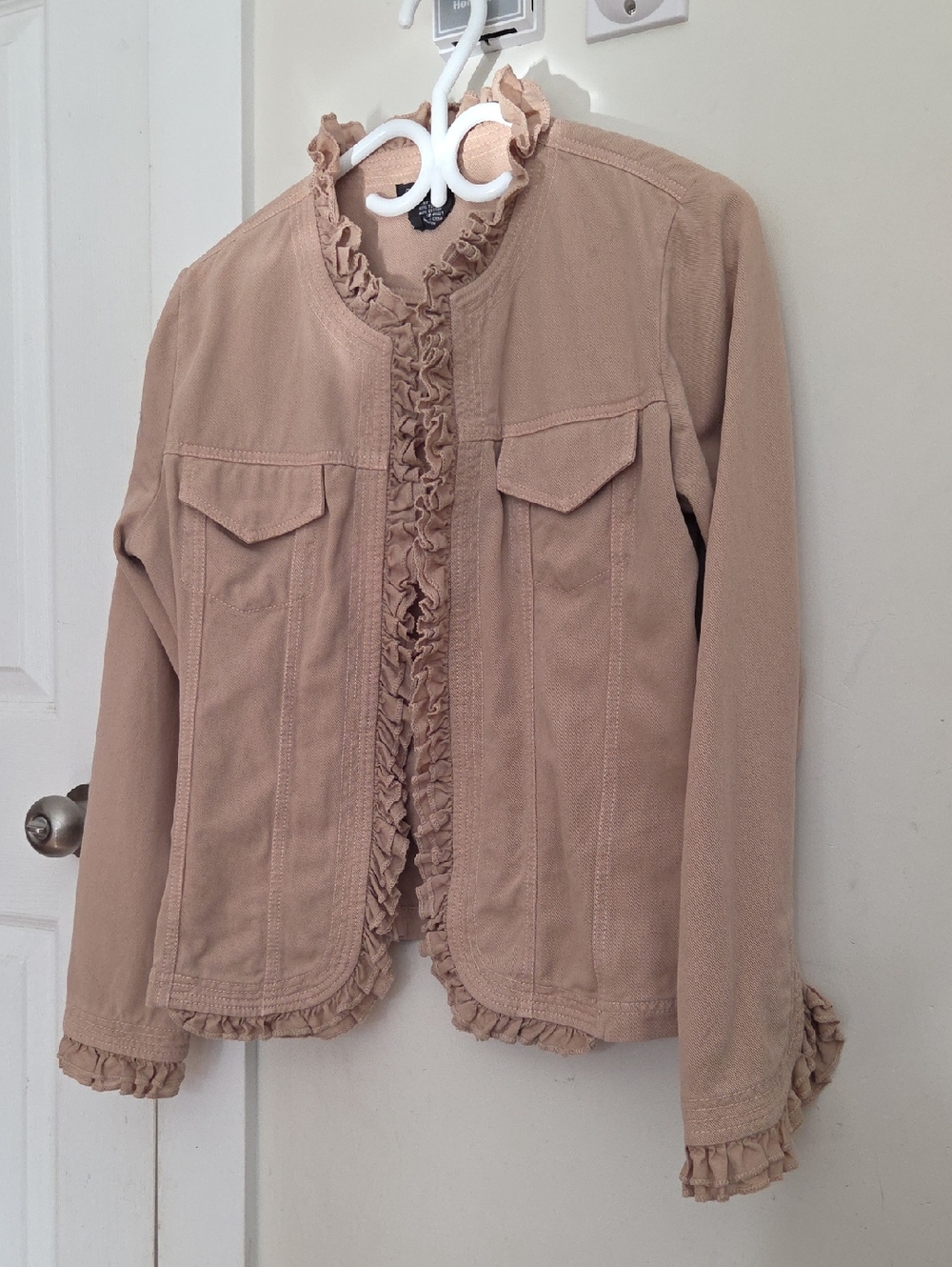 Women’s Ruffle-Trim Jacket in Beige